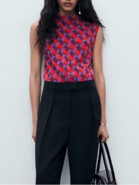 Mango Printed top with draped collar